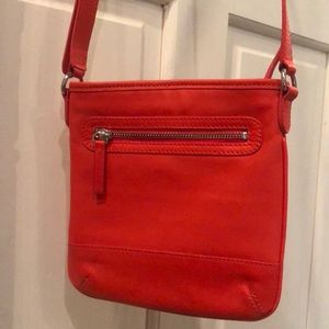 Talbots Orange 2 Zippered Pocket Crossbody Purse